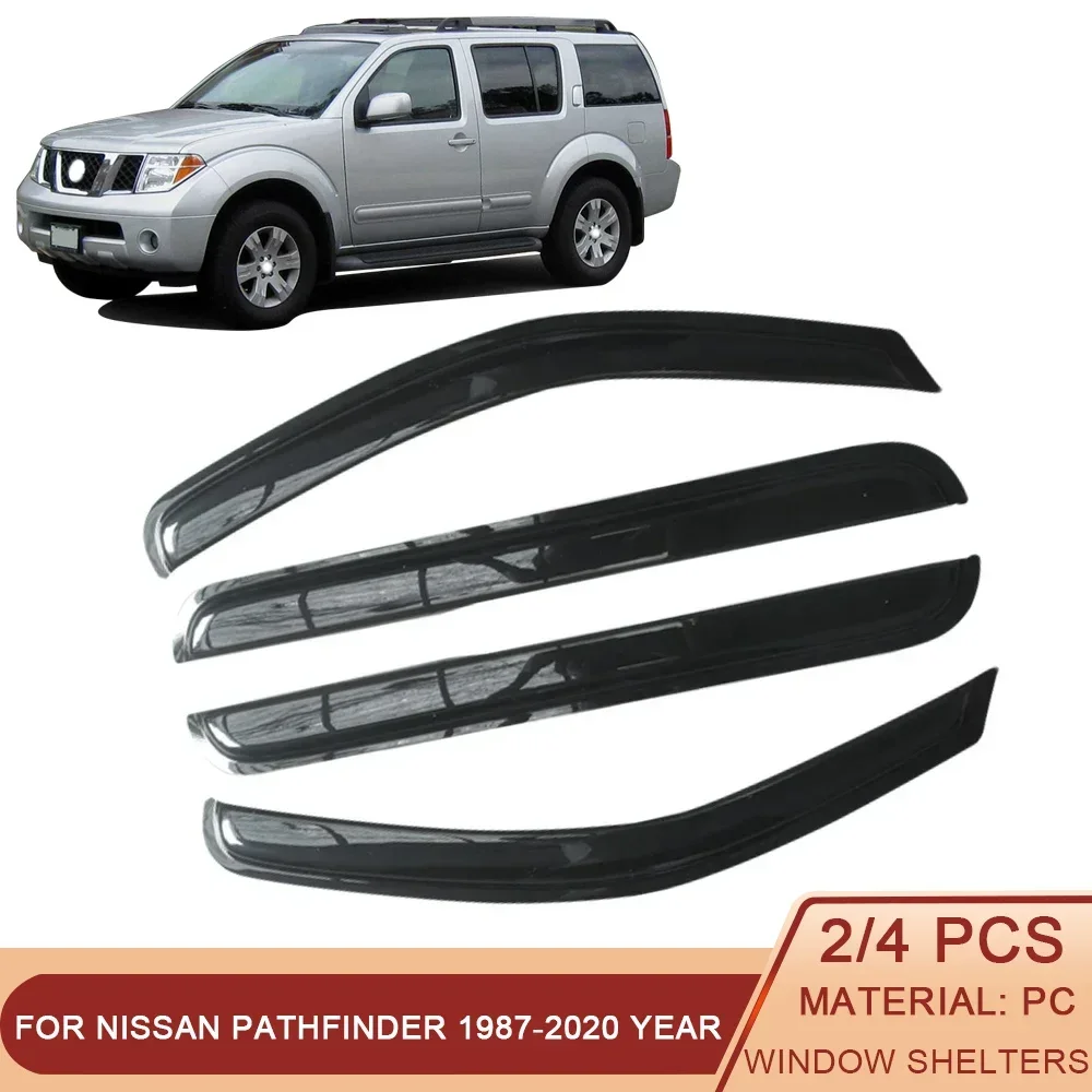 

For Nissan Pathfinder 1987-2020 Side Window Wind Deflectors Visors Black Rain Guard Door Visor Vent Shades Dark Smoke Ventvisor