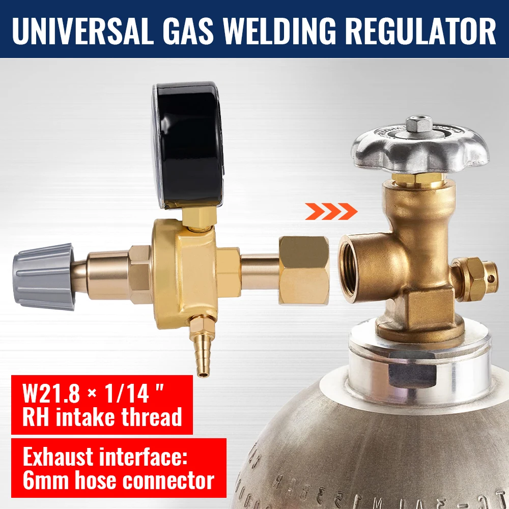 Pressure Regulator Reducer Argon CO2 Welding Twin Gauge Gas Bottle  MIG TIG Welding Flow Meter Control Valve W21.8 1/4 Thread