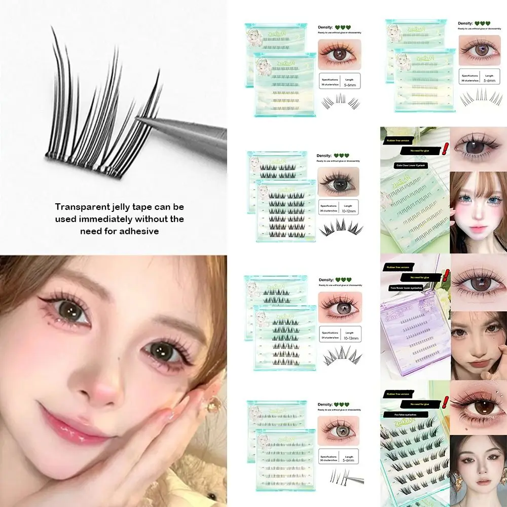 1 시트 새로운 천연 자체 접착 속눈썹 재사용 가능한 접착제 없음 개별 속눈썹 Mutistyles Soft Idol Lash Clusters