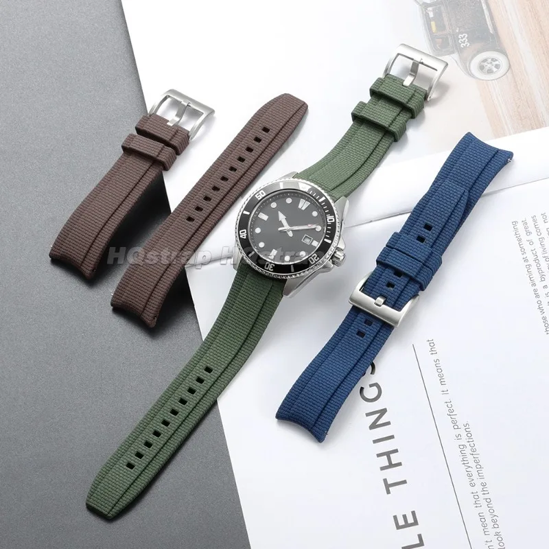 FKM-Gummi-Uhrenarmband mit gebogenem Ende, 20/21/22 mm, strukturierte Oberfläche, hochwertiges Fluorkautschuk-Armband für Seiko und Rolex, Schnellverschluss. – Detail 18