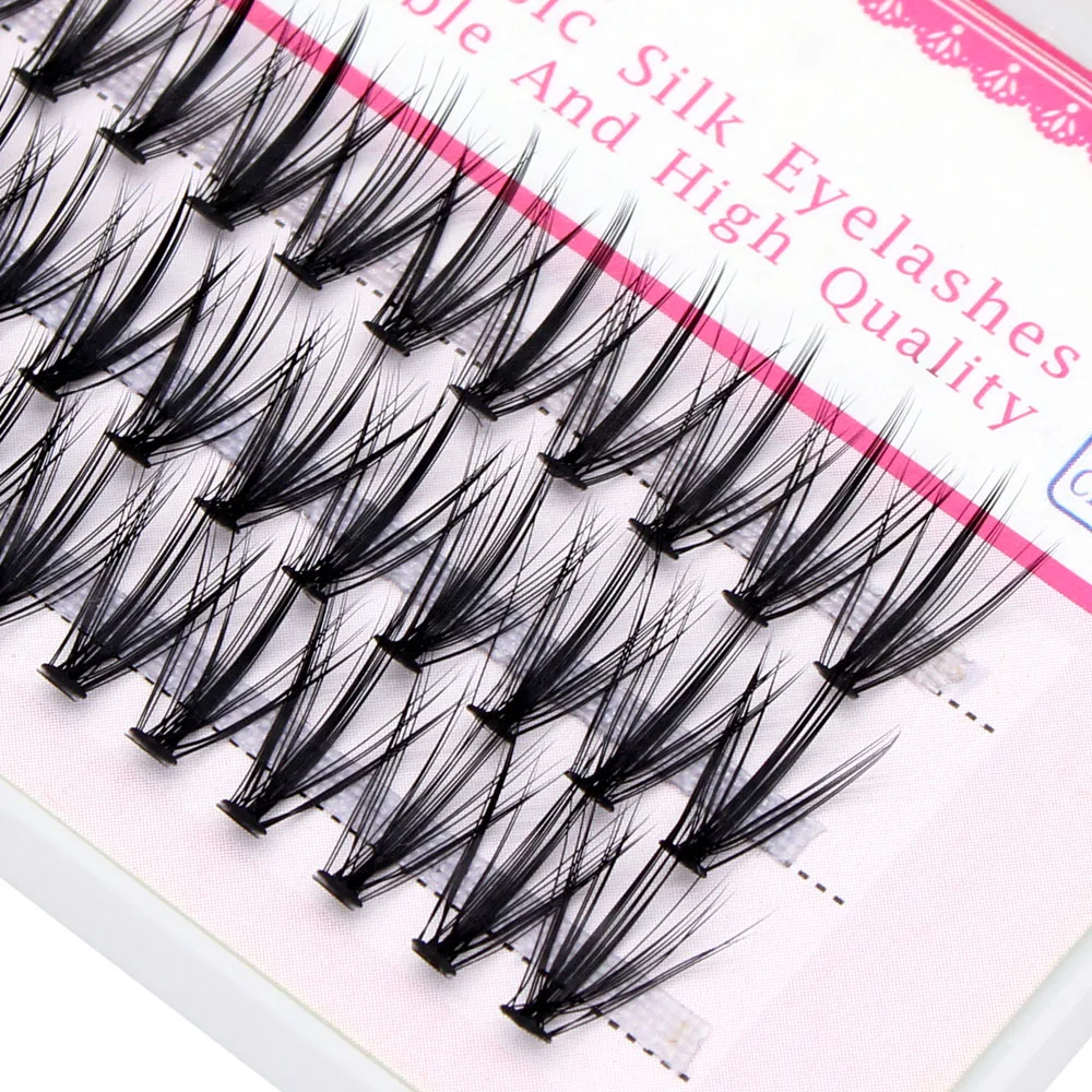 Moonlily 60pcs Silk Makeup Individual Mink EyeLashes 3D Volume Grafting Fake False Black Cluster Eyelash Extensions Lash Bunche