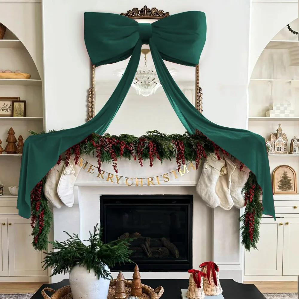 

Elegant Large Christmas Bowknot 50x180cm Extra Large Christmas Decorative Bow Satin Cute Christmas Wreaths Bow