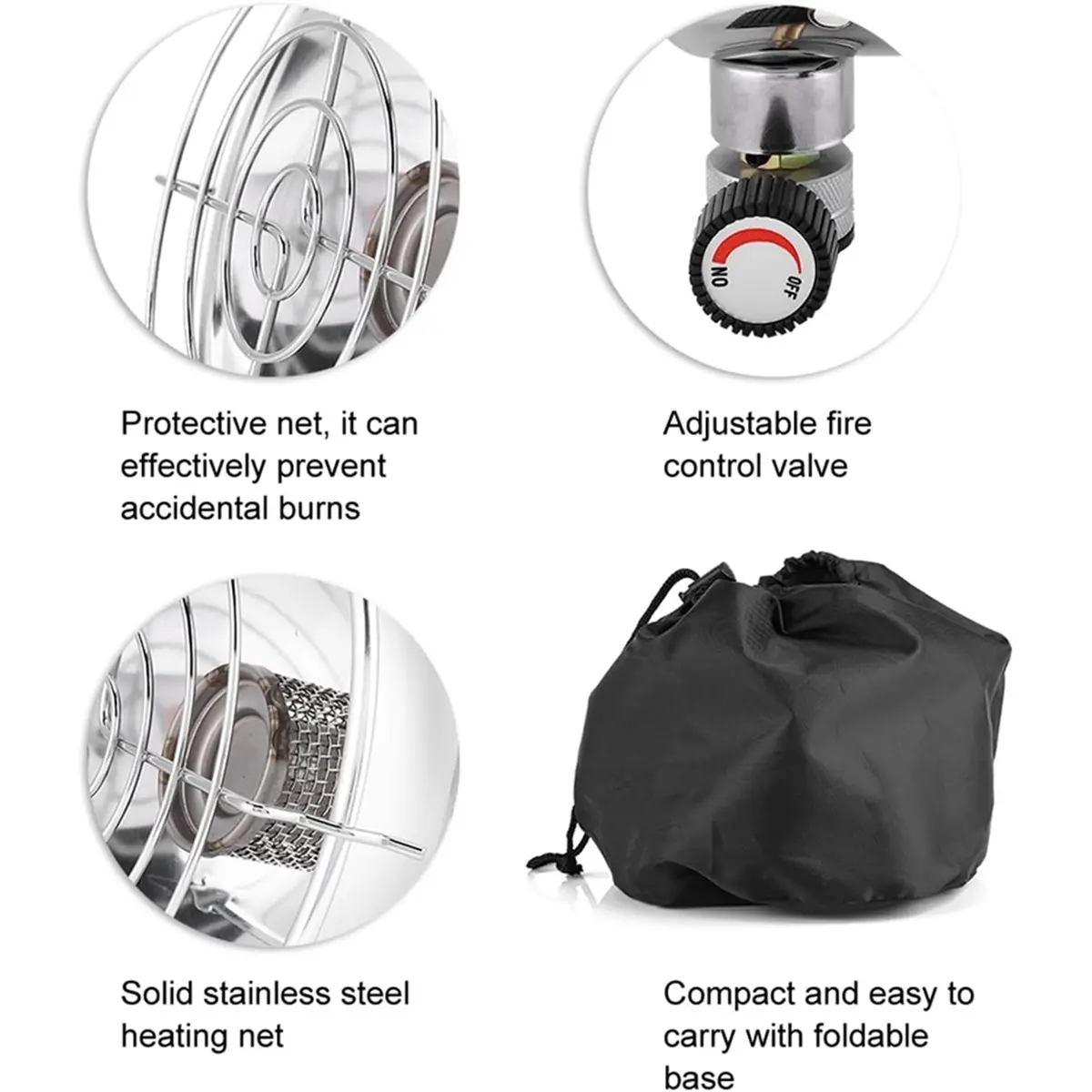 618 Mega Sale Mini Gas Heater Outdoor Portable Heater with Protective Net Adjustable Fire Control Valve, and Foldable Base