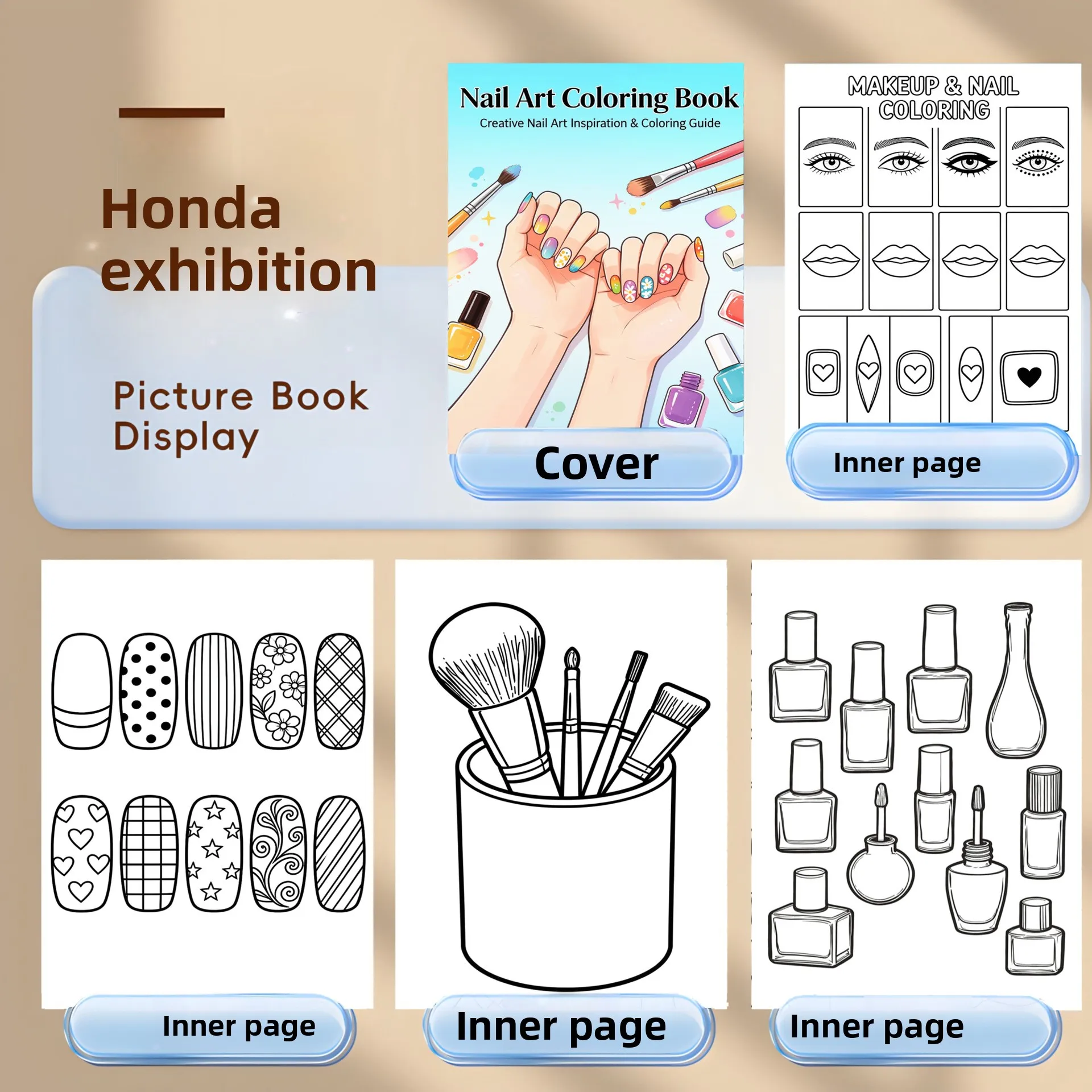 Nail Art Coloring Book, Trendy Manicure Design Templates, Creative Nail Sketch Pages For Nail Lovers