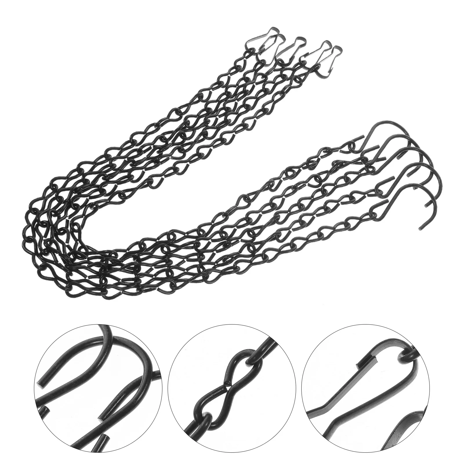 

5pcs Hanging Chain For Plant Pots Bird Feeders Flower Baskets Wind Chimes Lanterns Outdoor Indoor Garden Hanger Black