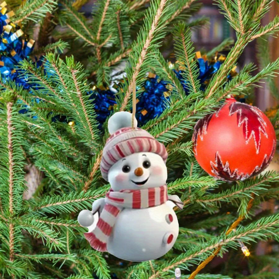 10 Stück/5 Stück Weihnachts-Autospiegel-Ornamente - Schneemann Acryl-Hängedekorationen für Baum, Weihnachtsdekoration – Detail 3
