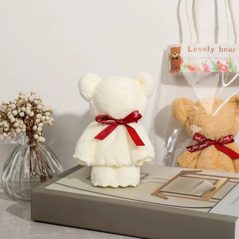 5PCS/Lot Bear Gift Bag 6 Colors Towel Soft Coral Fleece Birthday Party Kids Wedding Favors for Guests Baby Shower Love Gifts