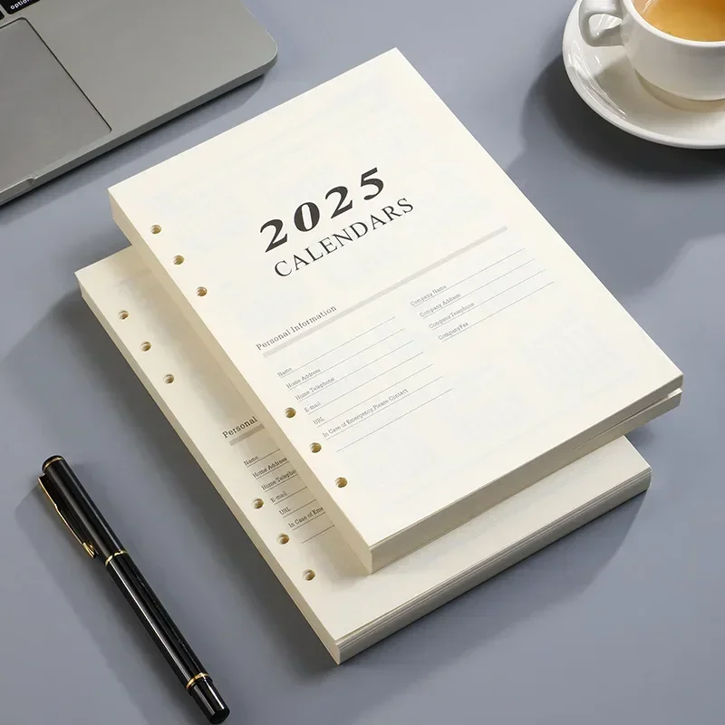 2025 raccoglitore a fogli mobili quaderno interno carta 6 anelli diario Planner ricariche blocco note diario Kawaii Agenda Organizer forniture per