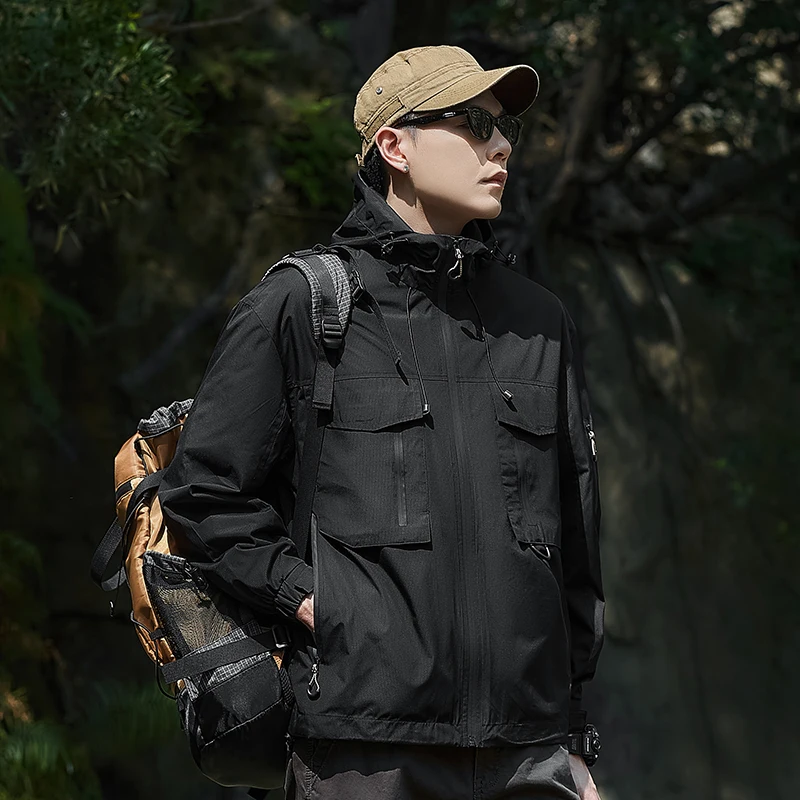 

Spring Men Military Style Pilot Jacket Multi-pocket Cargo Jacket Coat Outdoor Sports Retro Coat Youth All-match Cargo Jacket