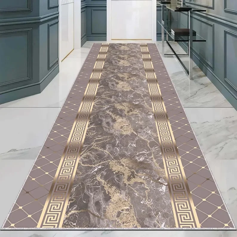 Border Runner Rug Marble Patterned Door Mat Entrance Kitchen Corridor Bedside Sofa Carpet Home Decoration