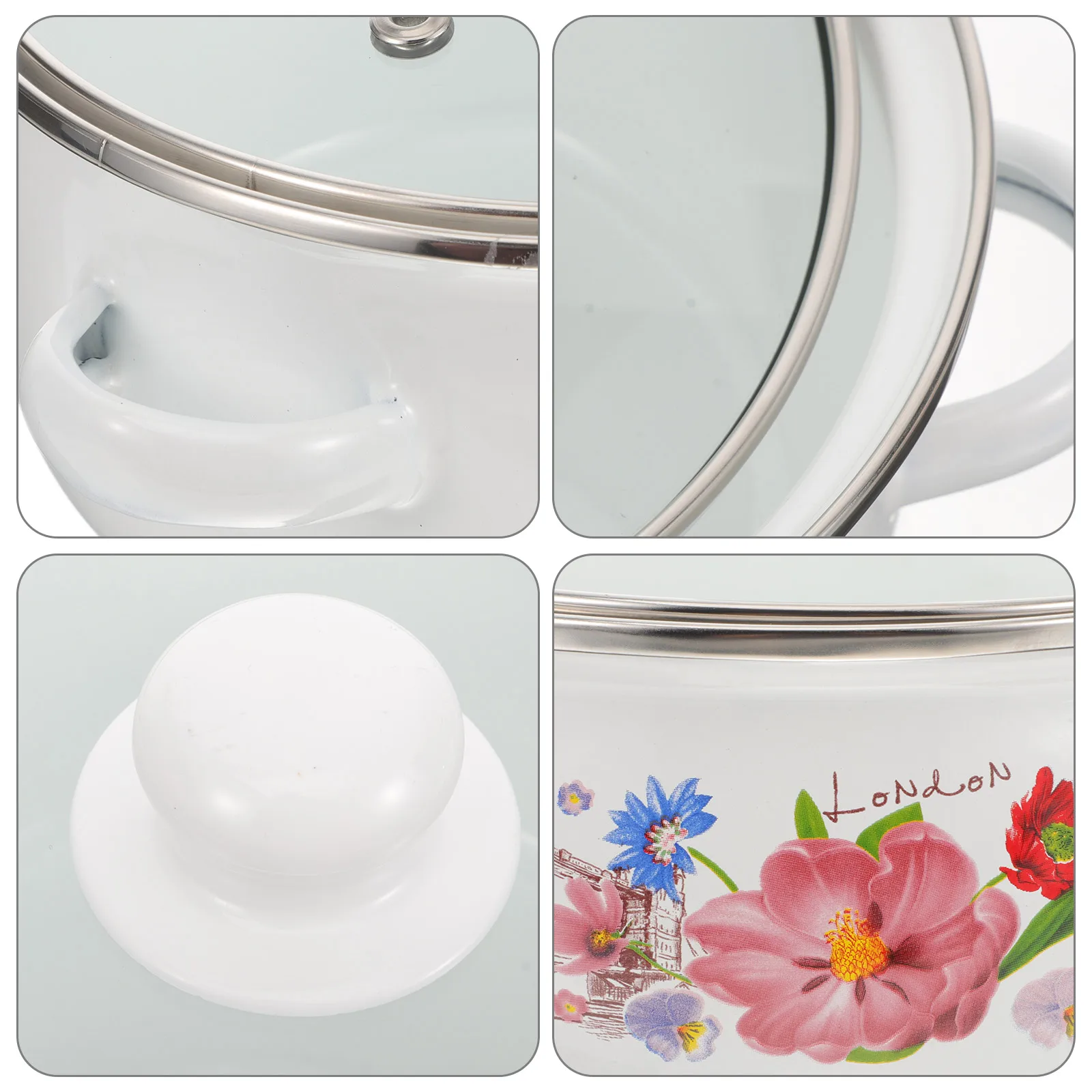 

3pcs Mini Soup Enamel Stockpot Lid Vintage Porcelain Induction Enamel Cooking Pot Cookware Kitchen Bar Utensils