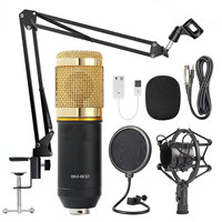 Black Gold Set Condenser Microphone Studio Kit BM-800 Wide Frequency Studio Kit Response Condenser Microphone Recording