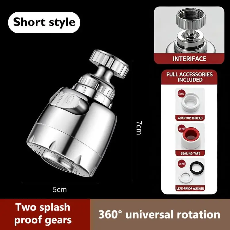 2/3 Modes Faucet Filter Adapter 360° Rotating Anti Splash Kitchen Faucet Extender Universal Spray Water Saving Tap Nozzle