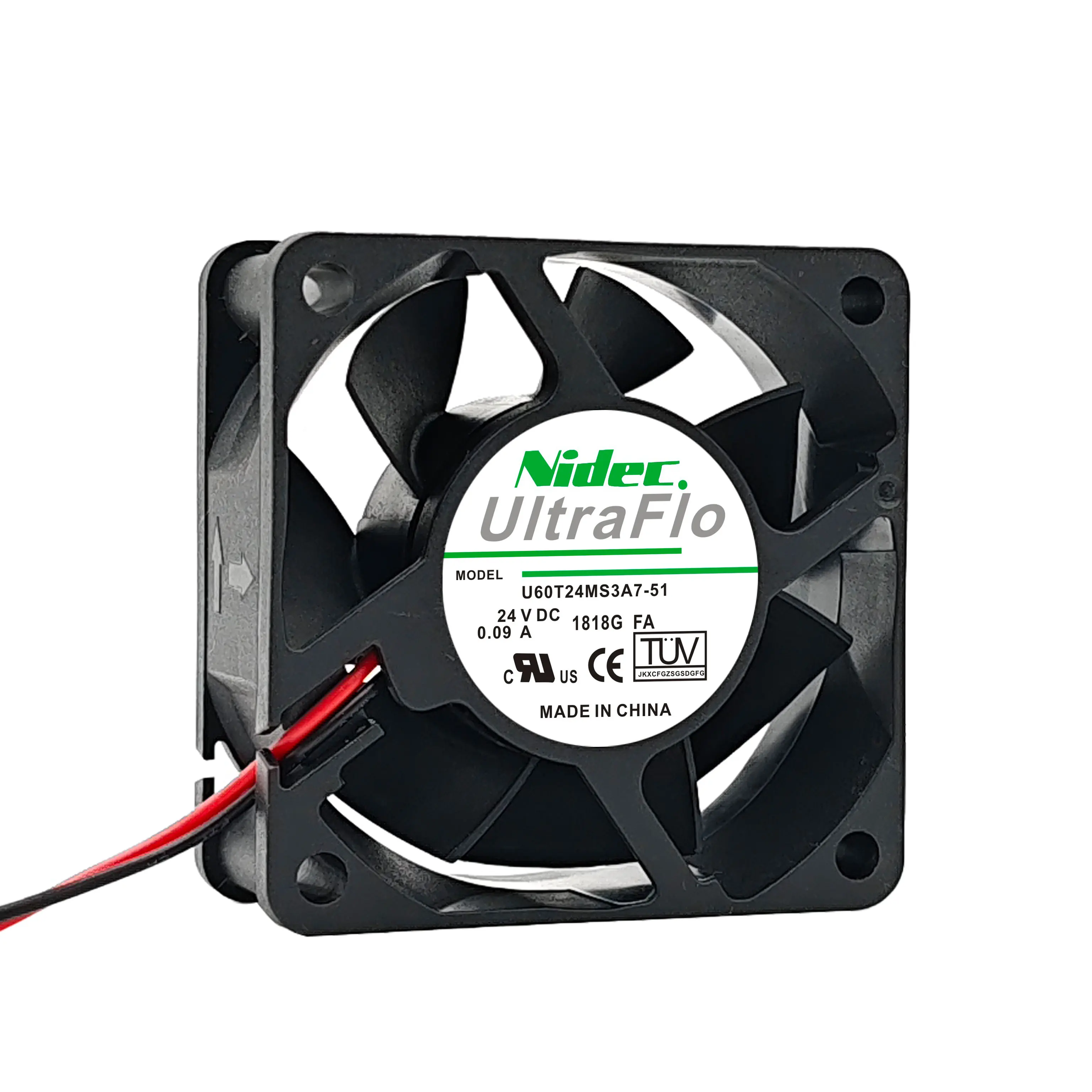 Nidec U60T24MS7A7-51 DC 24 В 0,09 А 60x60x25 мм 2-проводной охлаждающий вентилятор