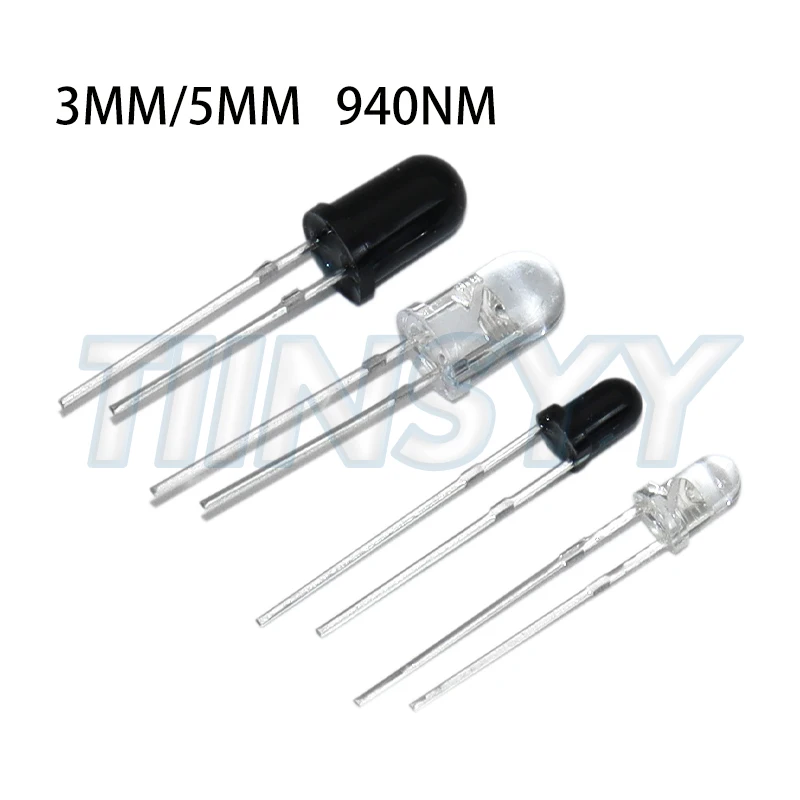 10pairs 3mm 5mm 940nm LEDs Infrared Emitter and IR Receiver Diode F3 F5 Diodes for Arduino DIY