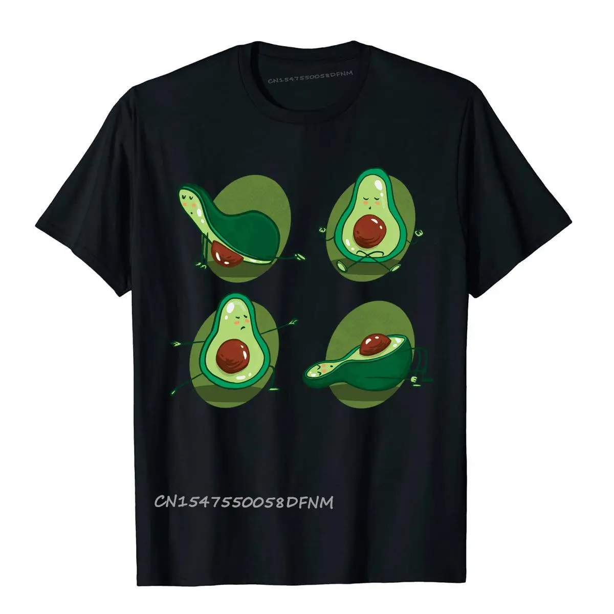 Male Slim Fit Funny Tops Shirts Premium Cotton T Shirt Youthful Avocado Yoga Meditation Namaste Asana