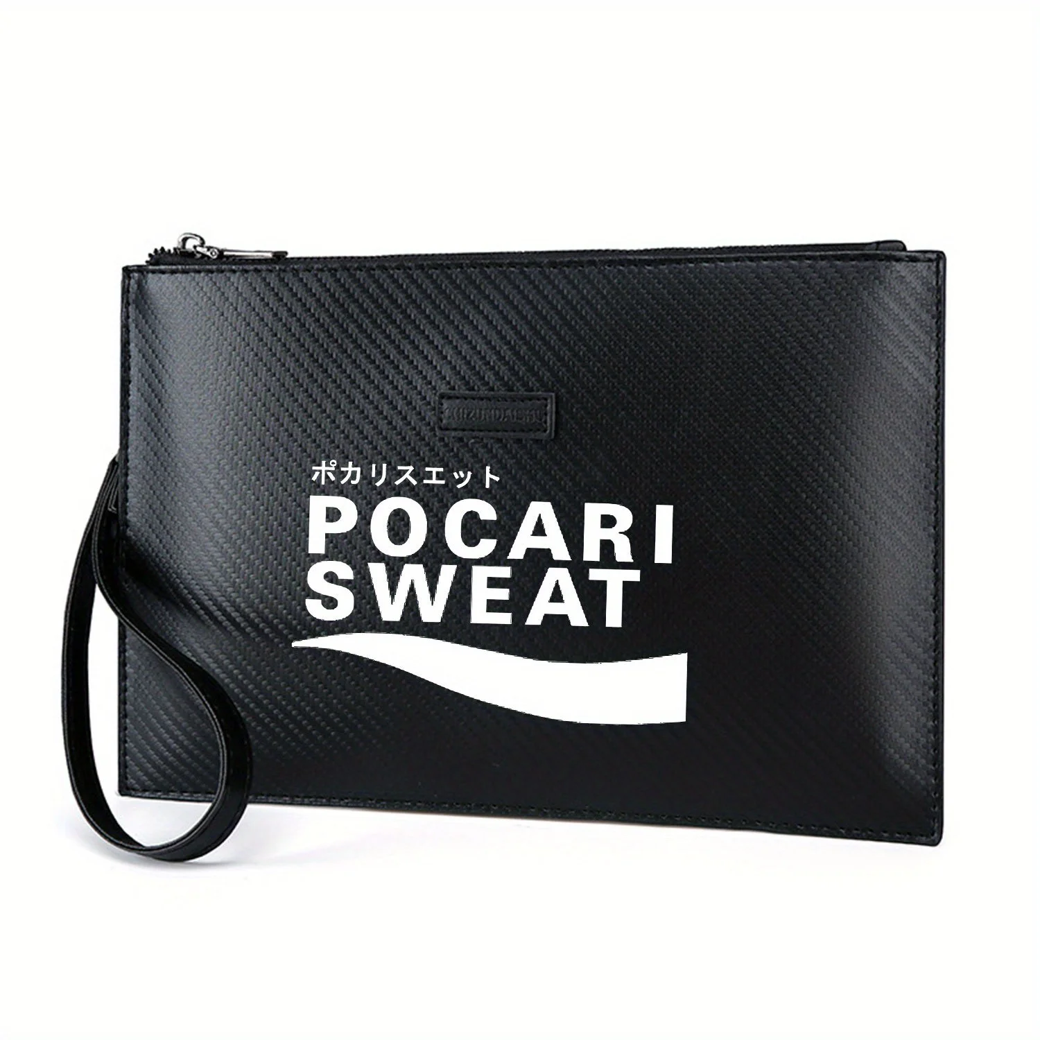 Lettere bianche e logo su nero Elegante borsa da uomo in PU stampato Alla moda e pratica per il trasporto quotidiano