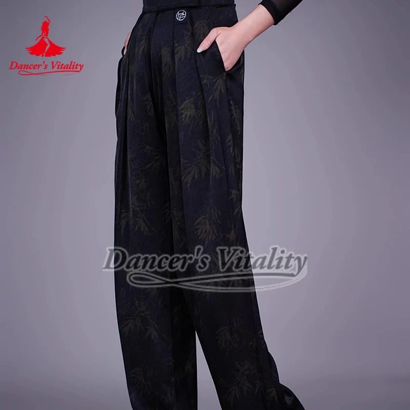 Pantalon de danse latine et sociale de style chinois, jambe droite, Chacha valse, Tango, cours d'entraînement, Costume de groupe, pantalon pour adulte