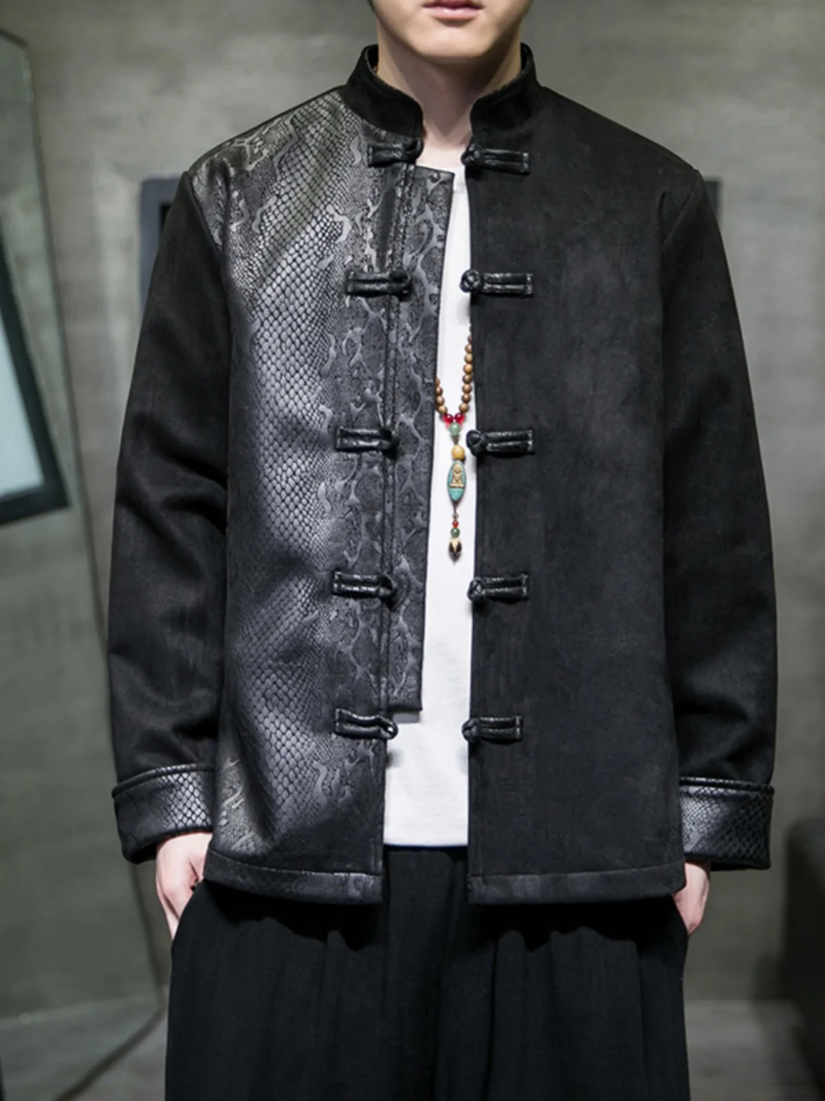 

Мужская демисезонная куртка Xujia с воротником-стойкой, в новом китайском стиле, напоминающая костюм Тан, повседневное пальто на пуговицах