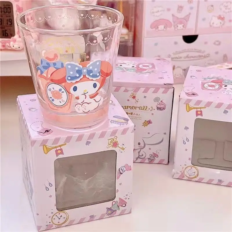 

280Ml Kawaii Kuromi My Melody Sanrio Anime Glass Water Cup Girl Heart Cute Cartoon Cinnamoroll Couple Cup Birthday Gifts