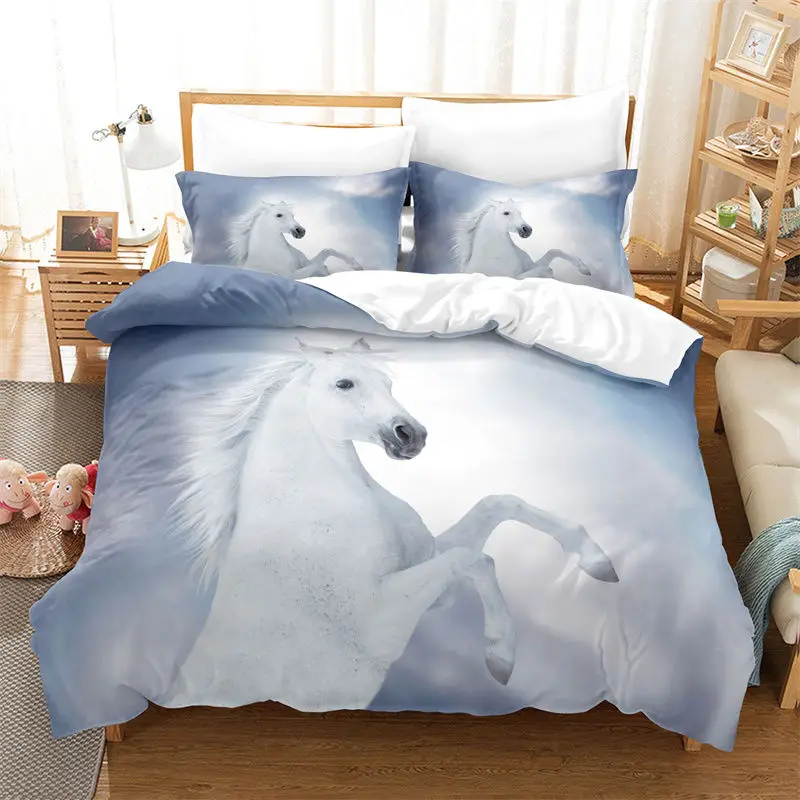 

3pcs Bedding Set Running White House Print Cozy Duvet Cover King Queen Twin Single Size Birthday Gift Boy Kid Bedroom Decoration