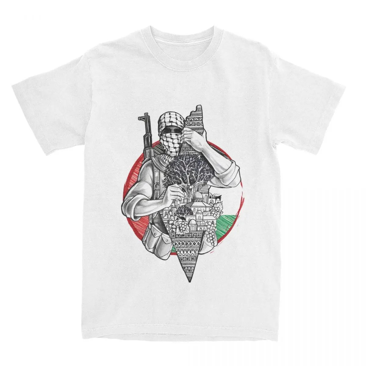 Palestine Existence Men Women T Shirt Arabic Hatta Kufiya Keffiyeh Tees Short Sleeve Crewneck T-Shirt Cotton Plus Size Clothing