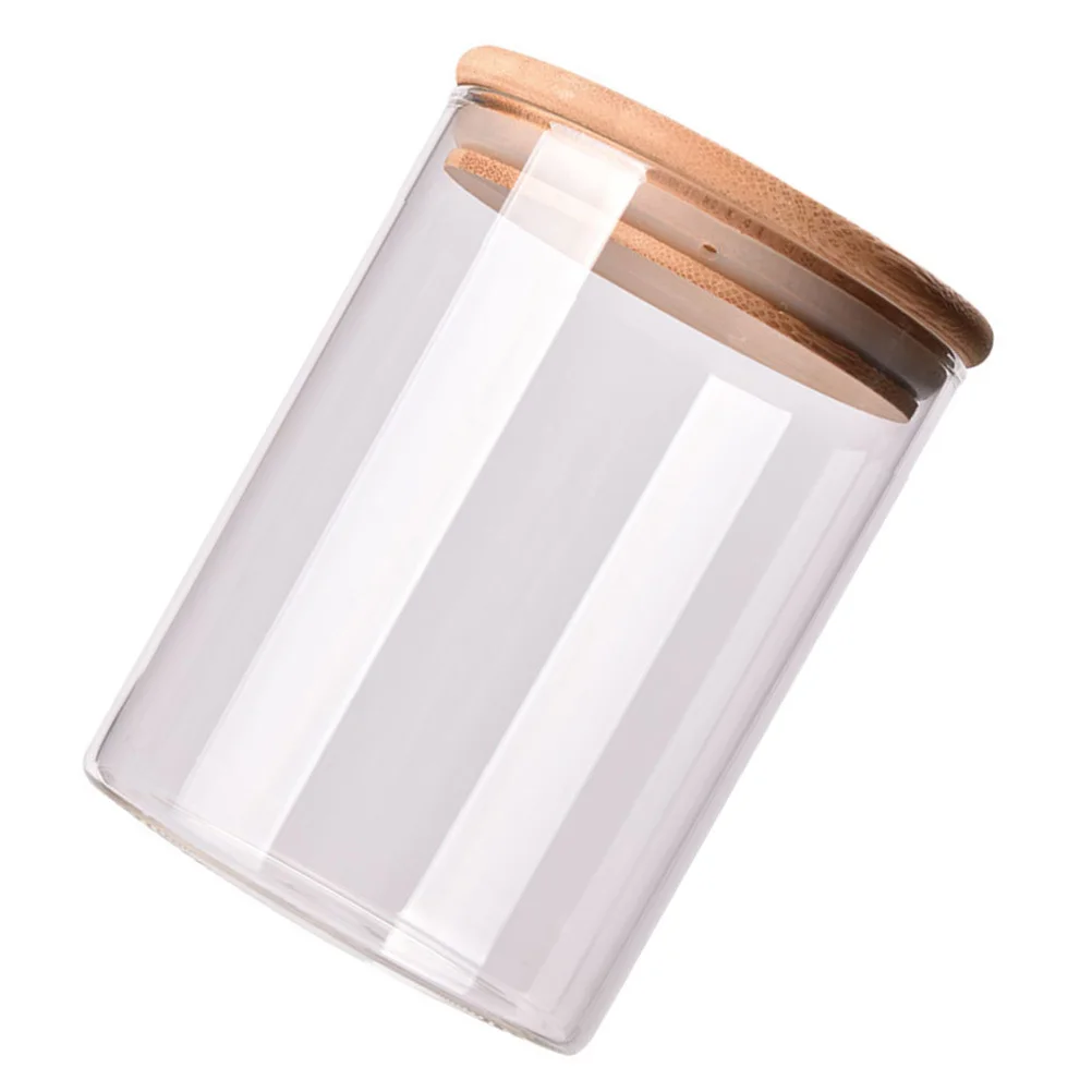 

1300Ml Sealed Glass Jar with Silicone Ring Bamboo Lid Food Storage Container for Tea Coffee Sugar Salt Dry Goods Jar
