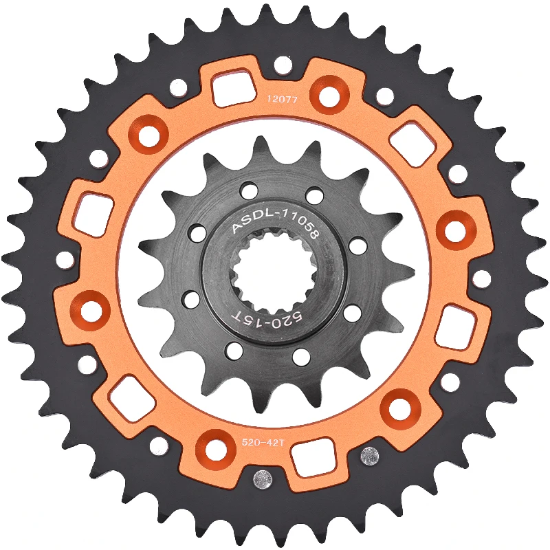 

520 42T 15T Motorcycle Steel Aluminum Composite Front Rear Sprocket Kits For KTM 625 LC4 Supercompetition 2002