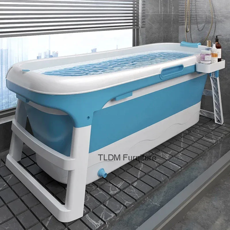 Folding Adult Portable Bathtubs Thickened Household Ice Bath Barrel Whole Body Hot Tub Sweat Steaming Insulation Bathtub L