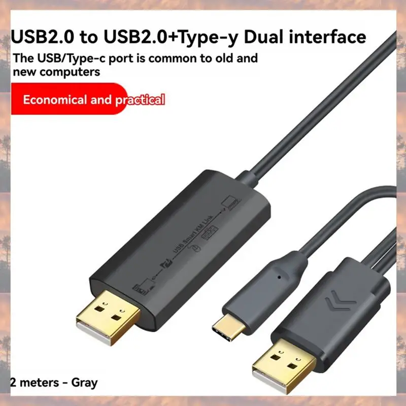 

2025 New-USB 2.0+Type-C PC To PC Data Transfer Cable Sync Files Share Keyboard&Mouse Net Direct File Transfer Bridge Copy Cable