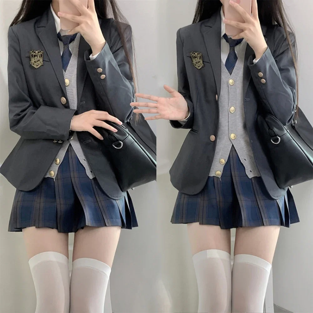 Abito ritorno a scuola Uniforme scolastica giapponese per ragazze Camicia JK Colori e stili multipli Set blazer Gonna scozzese a pieghe sessuale
