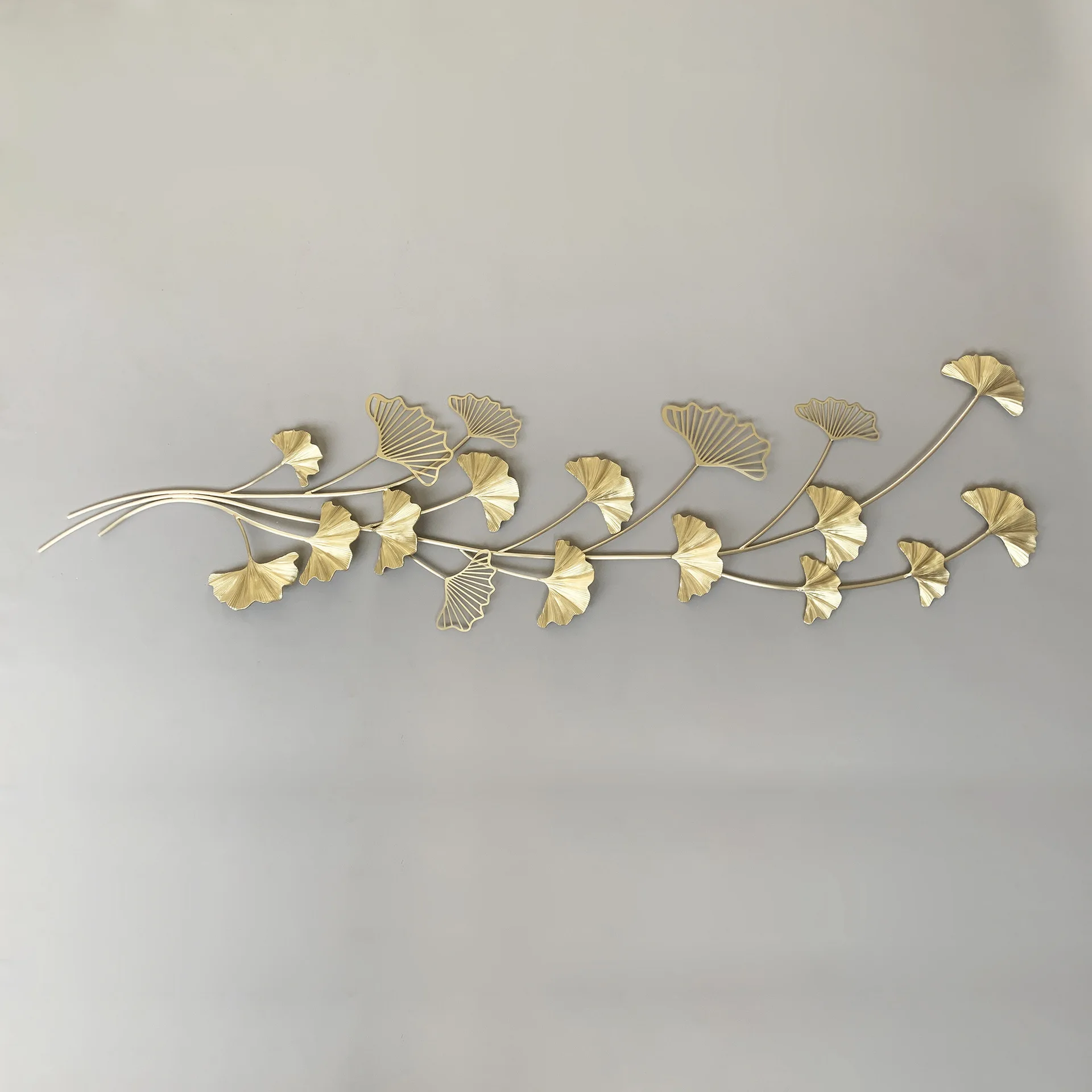 Modern simple handmade all-copper living room wall hanging pure copper casting ginkgo biloba villa hotel designer wall