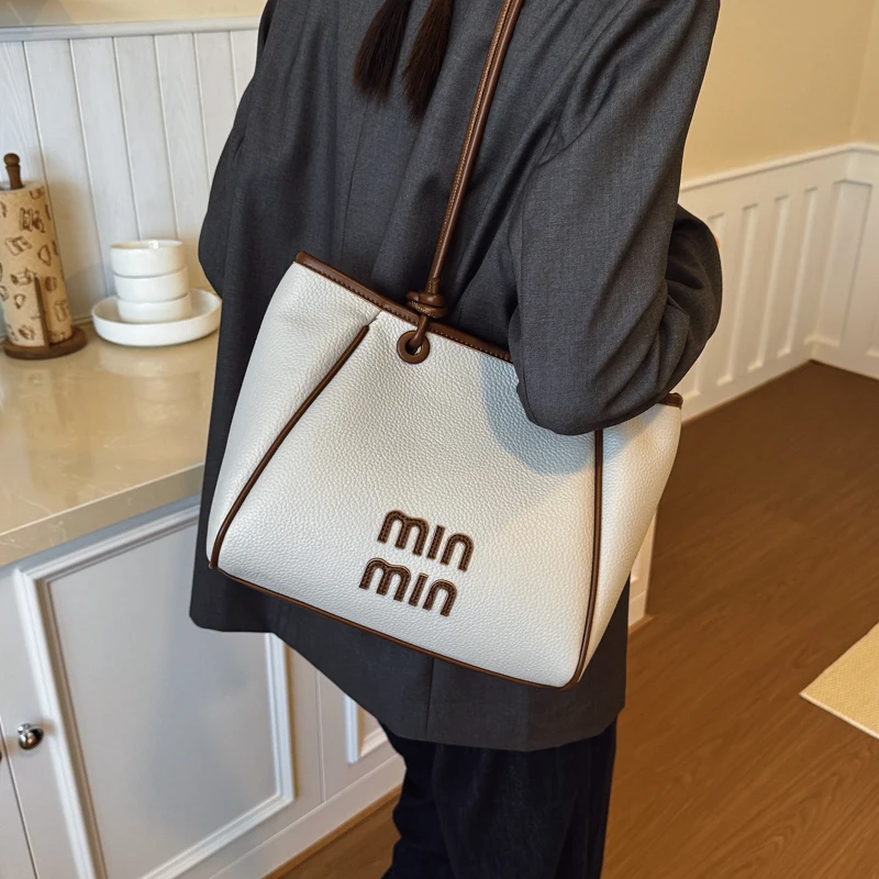 

Элегантная кожаная классическая дизайнерская парижская модная сумка через плечо большой вместимости, модный однотонный пригородный стиль