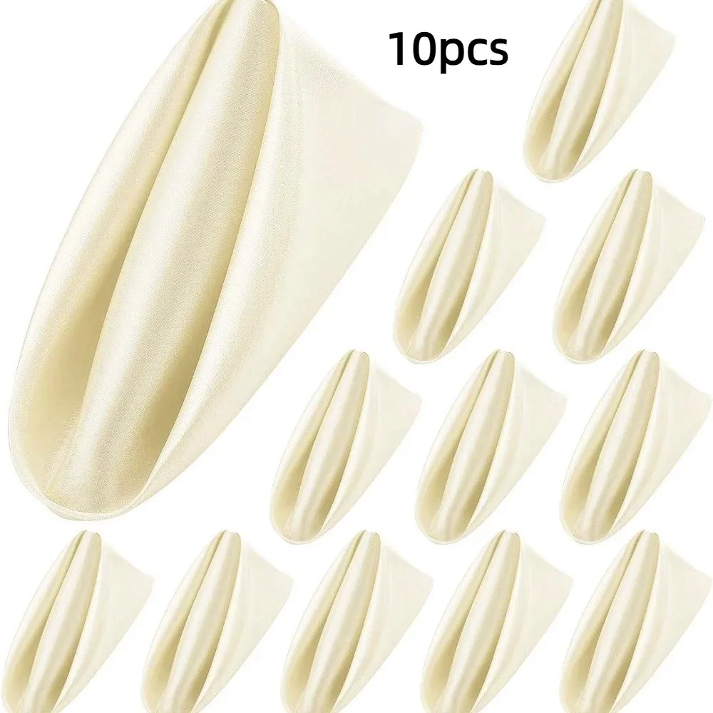 10pcs New 30x30cm Silky Satin Napkin Square Solid color Dinner Napkins Smooth Table Napkins For Wedding Banquet Restaurant