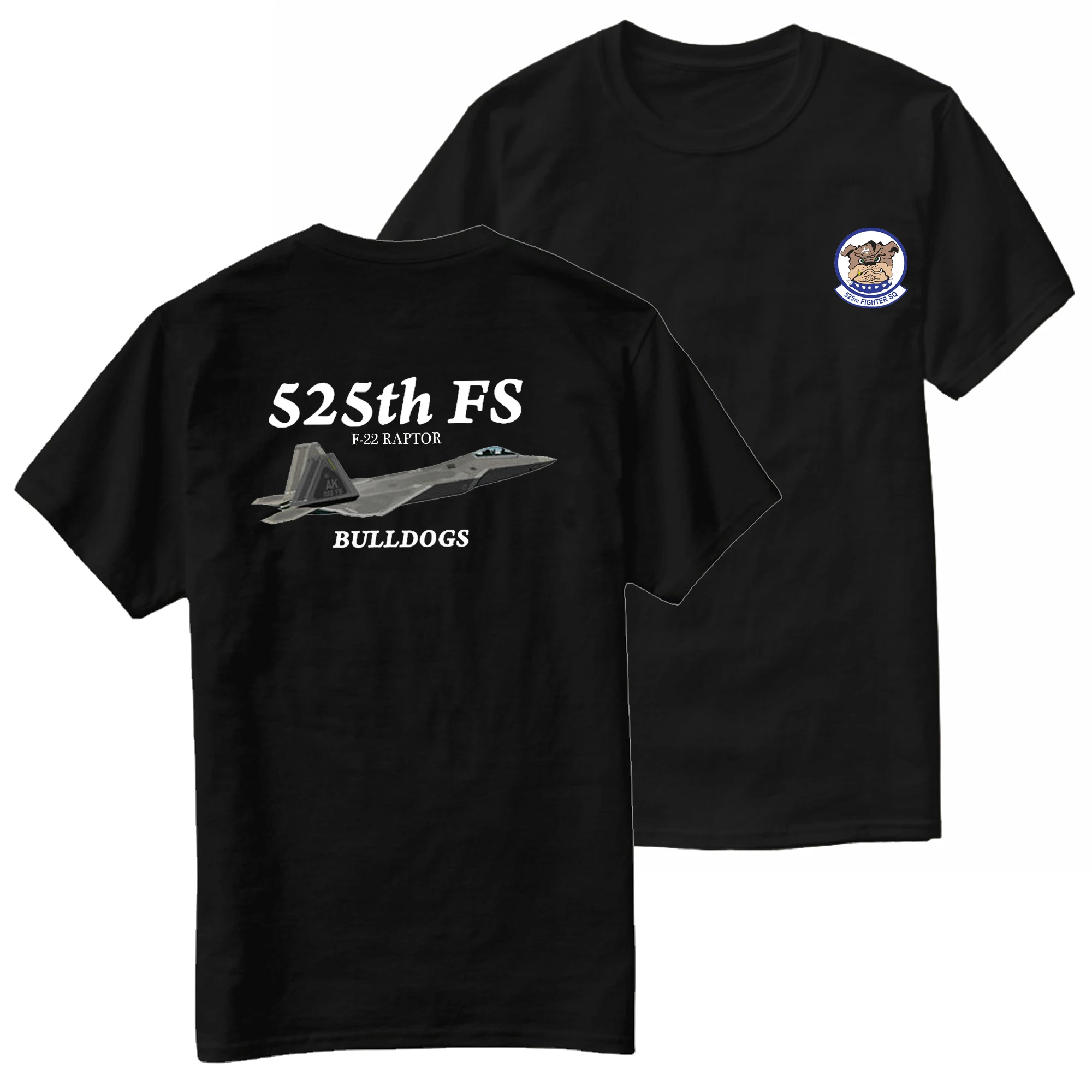 525th FS Bulldogs Squadron F-22 Raptor Stealth Fighter T-Shirt 100% Cotton O-Neck Short Sleeve Casual Mens T-shirt Size S-3XL