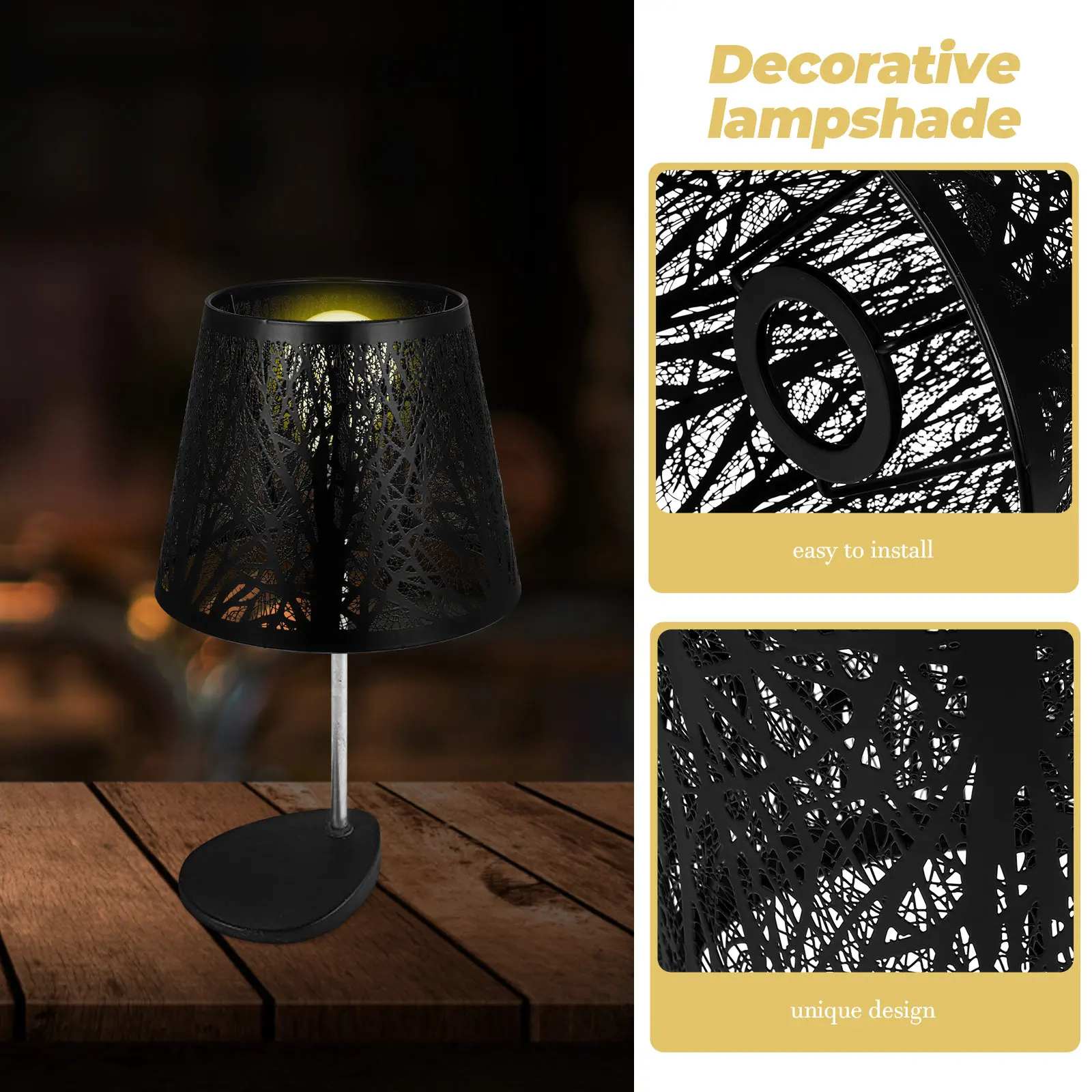E27 Lampshade Black Iron Tree Shadow Cover Durable Decorative Table Light Dust Proof Soft Eyes Crafts Practical Use