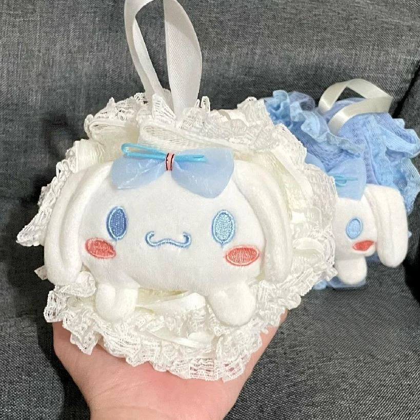 Sanrio Kawaii Cinnamoroll renda besar renda renda mandi bunga bola Shower gadis besar mandi lucu Kembali Gesekan boneka kartun