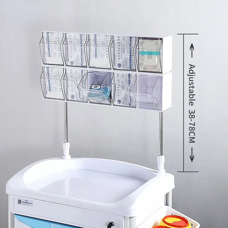 China Factory Wholesale Price Hospital Anesthesia Car Medical Double Row Anesthesia Box with Drawer Emergency Cart