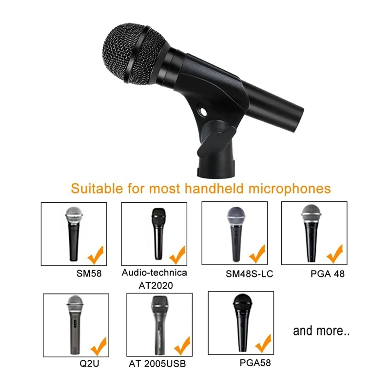 5 Piece Adjustable Mic Clip Holder For Mic Stand, With 5/8In Male To 3/8In Female Screw Adapter