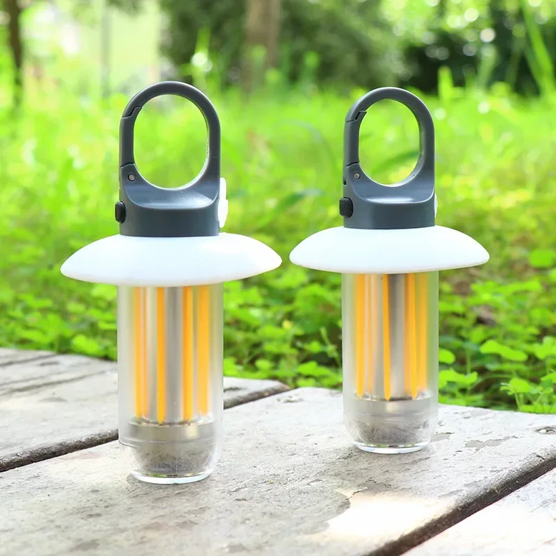 Mini LED Camping Lights Warm white Dual-light Flashlight Multifunctional Camping Atmosphere Lights Emergency Lighting Keychain