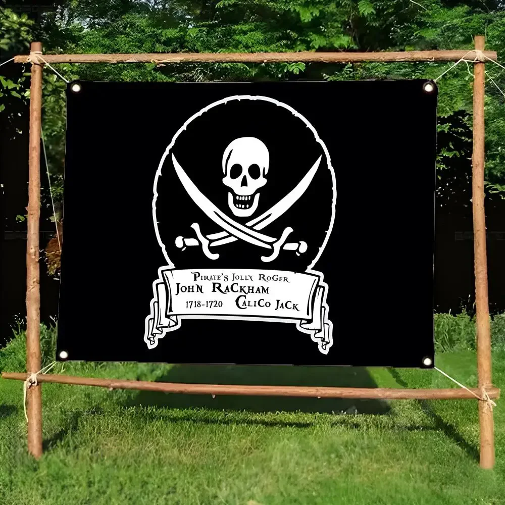 Calico Jack jolly roger Flags Borderless four-ring ornament indoor outdoor decoration effortless to hang