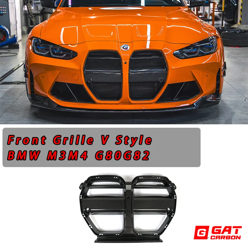 Dry Carbon Fiber Front Grille One-piece V Style V-front grille For BMW M3 M4 G80 G82 G83 2021+