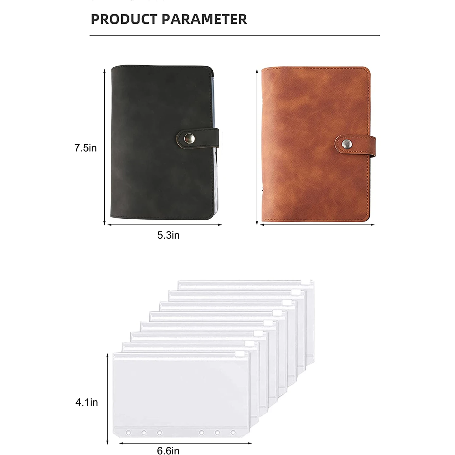 A6 PU Leather Cash Envelope Budget Binder Notebook Cash Envelopes System Set Binder Pockets Money Budget Saving Bill Organizer