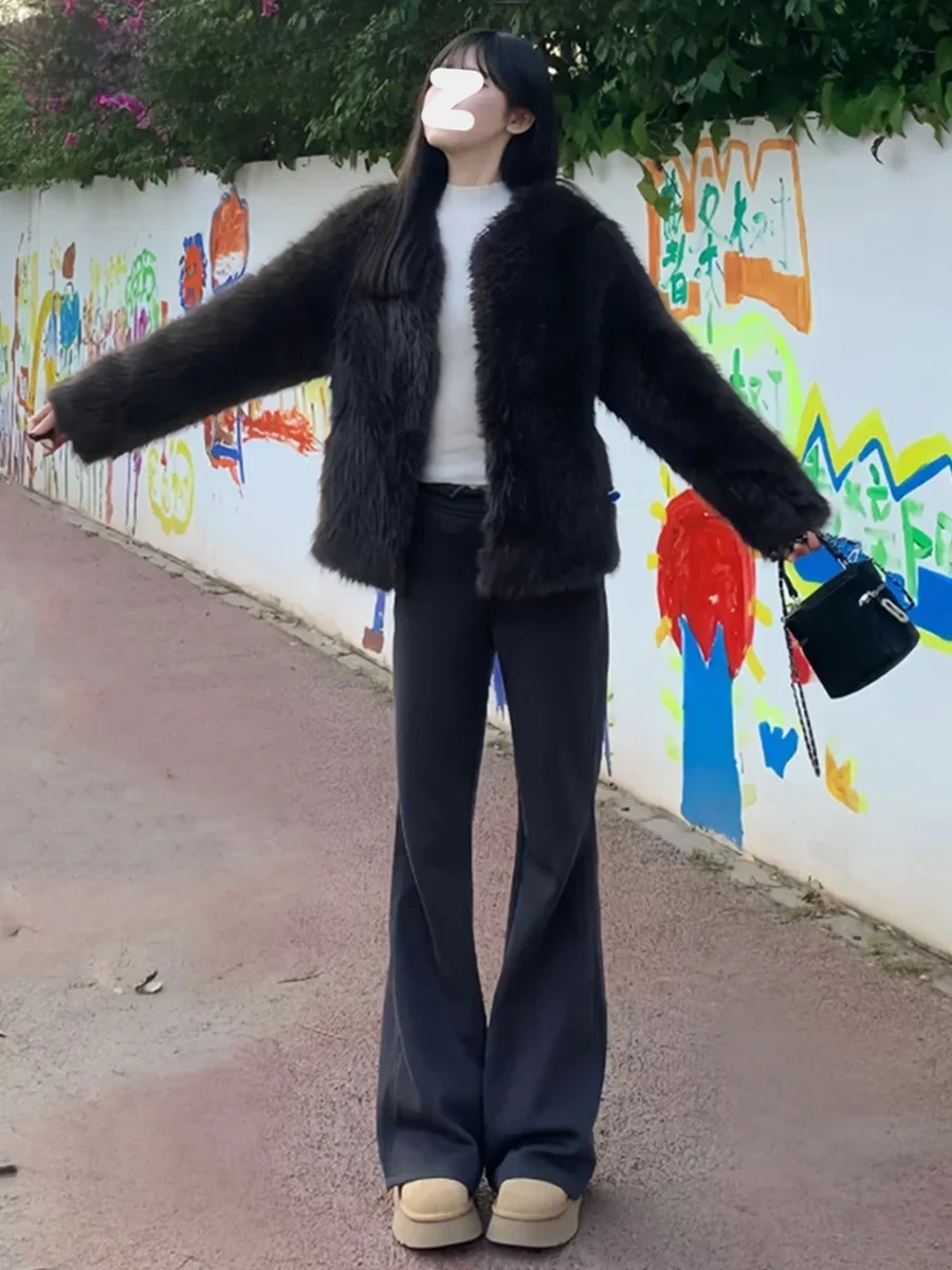 

Расклешенные повседневные брюки с глубокими глазами, женские брюки 2024, новинка осени и зимы, Fce с высокой талией, утягивающие повседневные спортивные спортивные штаны, брюки для йоги