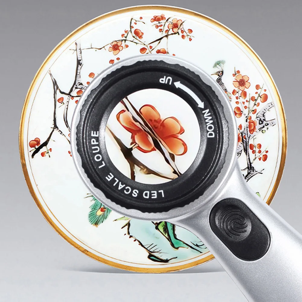 Professional Handheld 30X Appraisal Magnifier USB Rechargeable 4 Color LED Light Source Antique Jewelry Painting Appreciation