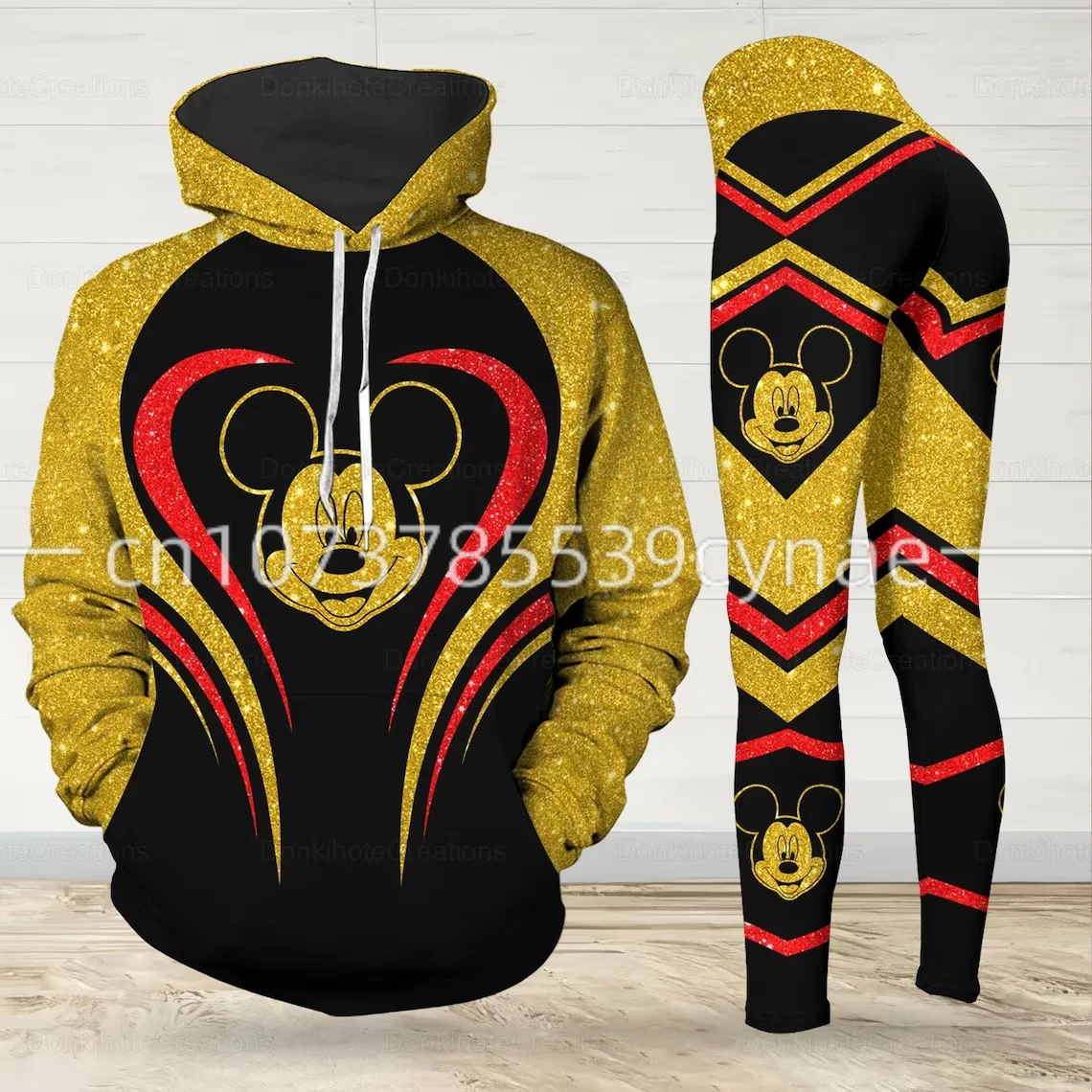 2023 New Disney Mickey  3D Hoodie Women\'s Hoodie Suit Mickey Yoga Pants Sweatpants Fashion Sports Suit