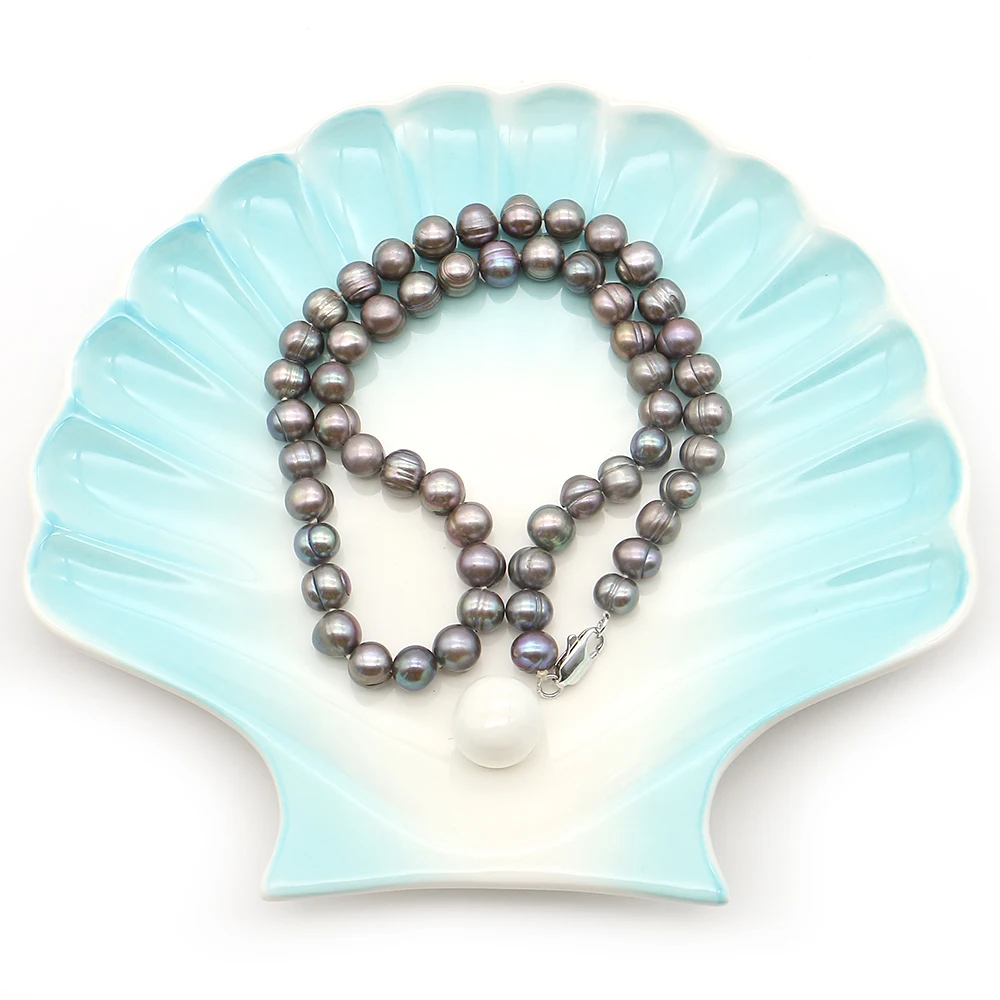 

Baroque Twisted Round Natural Freshwater Dyed Pearl Exquisite Necklace 40cm French Niche Clavicle Chain Charm Jewelry Accessory