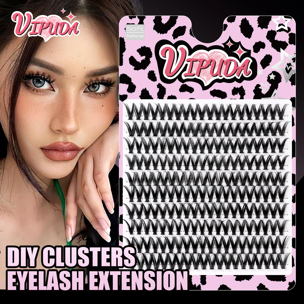 

10 Rows Cluster Lashes Thick V-shaped Natural DIY Eyelash Extension Upper Lower Eye Lash Segmented Makeup Individual Lashes