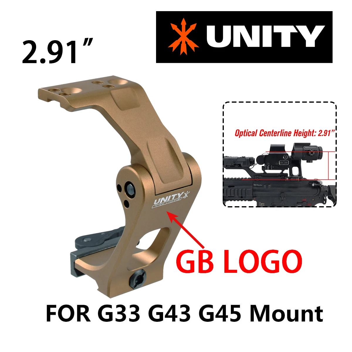 2.26'' 2.91'' Tactical UNITY Riser Mount FAST FTC Magnifier Mount Fit 20mm Picatinny Rail Optical Height Mount For G33 G43 G45 image 3