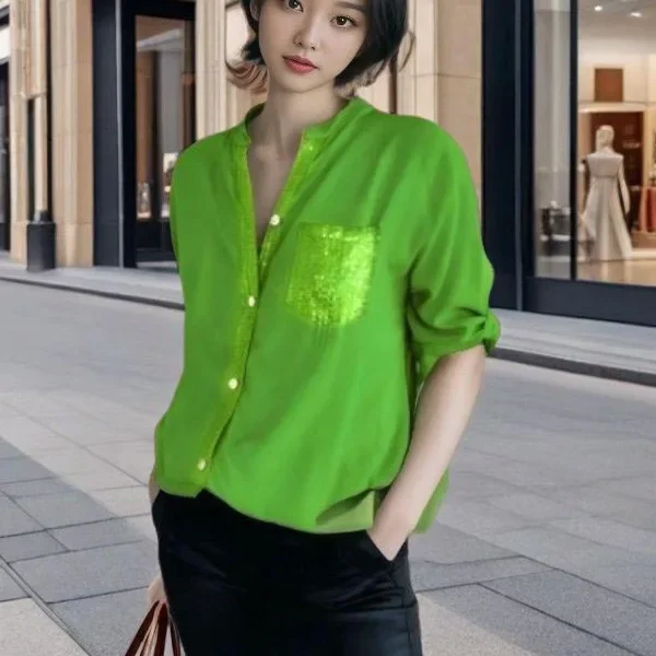 

Moroder 2025, новый модный кардиган в пригородном стиле, женская рубашка с длинными рукавами и блестками